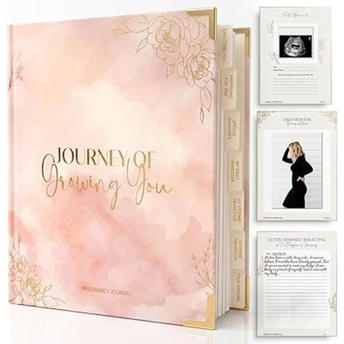 Pregnancy Journal for Women | Capture Every Milestone of Your 9-Month Pregnancy Journey, 112 Page Keepsake Memory Book with Prompts, Tabs & Photo Pocket, Gift for Expecting Moms (Pale Pink)