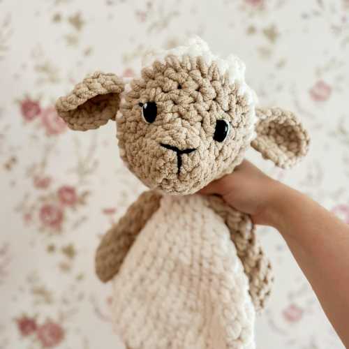 Crochet Lamb Lovey | Handmade Stuffed Animal Snuggler