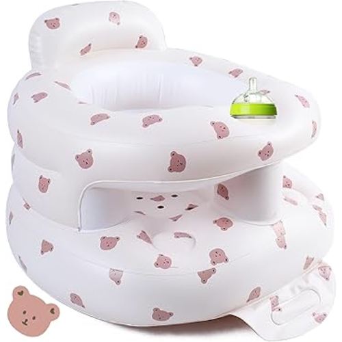 Upgraded Inflatable Baby Seat with Safety Guardrails, Thicker Sit Me Up Floor Seat for Baby Chair Sit Me Up, Blow Up Baby Chair Learning to Sit Built in Air Pump Infant Floor Chair for Babies 3-36 mth