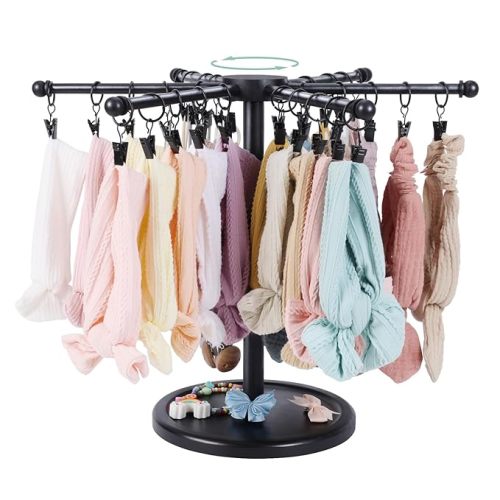 POVETIRE Headband Holder Bow Organizer for Girls, Rotating 360 Hair accessories Organizer Storage Baby Headband Display Stand Hair Bow Rack for Toddler Nursery Decor