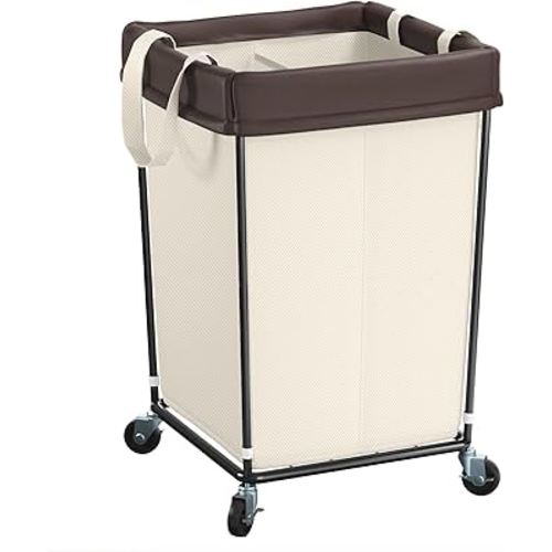 160L Laundry Basket with Wheels, 2 Section Large Rolling Laundry Hamper Bag with Wheels, Clothes Hamper Cart for Laundry, Bedroom, Bathroom and Dorm