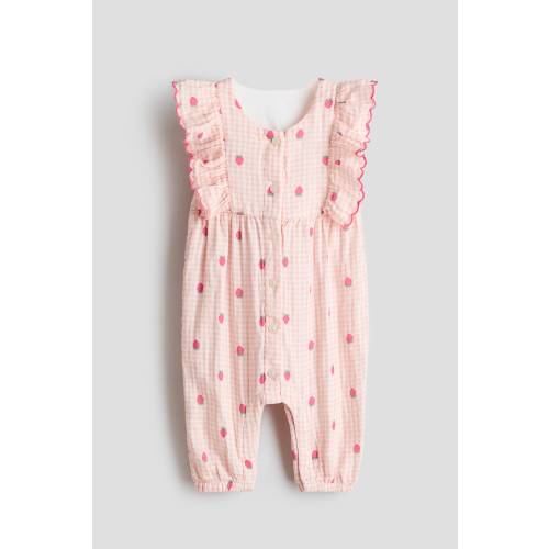 RUFFLE-TRIMMED MUSLIN ROMPER SUIT