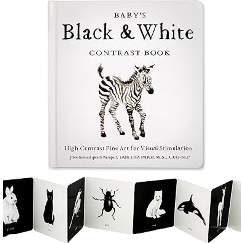 Baby's Black and White Contrast Book: High-Contrast Art for Visual Stimulation at Tummy Time (Tabitha Paige Children's Book Series) Board book – Picture Book, August 1, 2023
