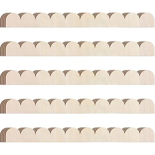 24 Pack Unfinished Scalloped Decorative Wood Trim Scalloped Edge Decorative Wood Molding Cute DIY Moulding Trim for Home Wall Cabinet Shelf and Window Door (15.75 x 1.57 Inch)