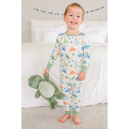 Two-Piece Bamboo Pajamas in Little Fossil Neutral | Caden Lane