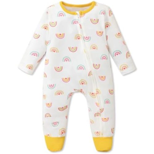 Mikrdoo Baby Girls Zipper Footie Pajamas Bamboo Viscose Sleeper Preemie-9M