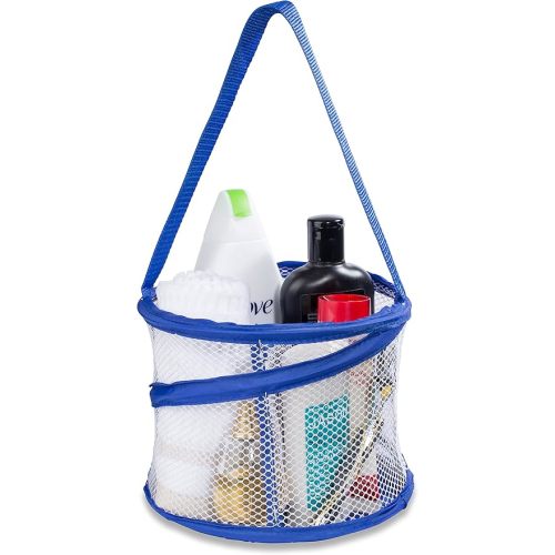 Handy Laundry Foldable Shower Caddy - Collapsible, Portable, Drainage Hole, Carry Handle, Large Compartments. Great Organizer for Camp, Travel, Gym, and Dorm (Blue)