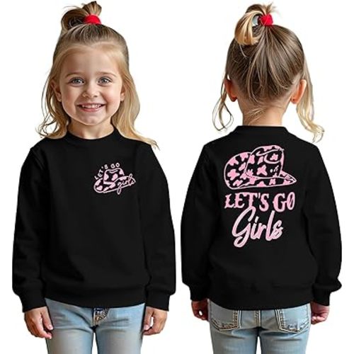 Toddler Baby Girl Sweatshirt Pullover Lets Go Girls Cowgirl Western Shirt Crewneck Tops Warm Fall Winter Clothes