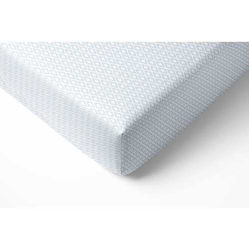Baby Blue Diamond Organic Cotton Crib Fitted Sheet, Changing Pad Cover, Bassinet Sheet