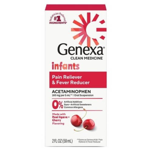 Genexa Infants' Pain & Fever Treatment - Cherry - 2 fl oz: Liquid, 160mg Acetaminophen, 1 Count