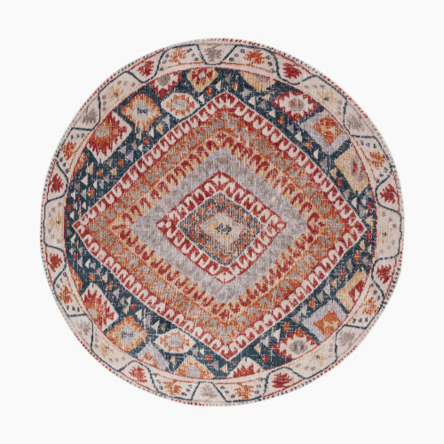 Safavieh Farmhouse Geometric Area Rug - Ivory/Navy, 6'3" X 6'3" Round