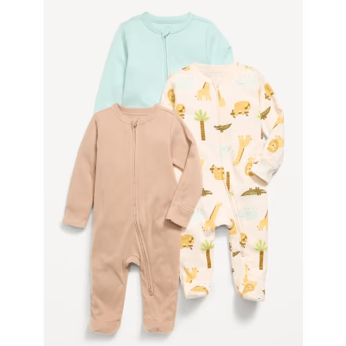2-Way-Zip Sleep & Play Footed One-Piece 3-Pack for Baby