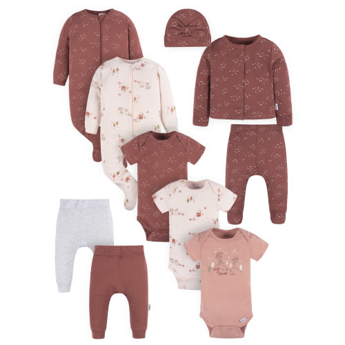 Gerber Baby Girl Shower Gift Set, 10-Piece, Sizes Newborn - 3/6 Months