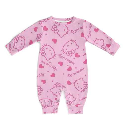 Hello Kitty Baby Footless Rompers, Long Sleeve Baby Onesie Jumpsuit for Boys Girls