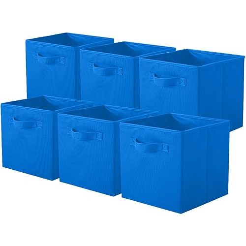 ShellKingdom Storage Bins, Foldable Fabric Storage Cubes And Cloth Storage Organizer Drawer For Closet And Toys, 6 Pack (Royal Blue)