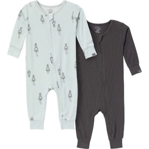 Modern Moments™ by Gerber Baby Boys' 2-Pack Tight Fitting Footless Pajamas, Light Sky Spaceship, 0-3 Months