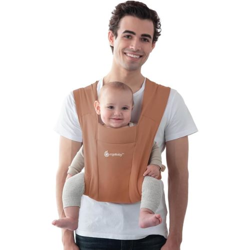 Ergobaby Embrace Baby Carrier Newborn to Toddler - Lightweight Ergonomic Baby Carriers - Cozy Essentials (7-25 Pounds), Ponte Knit, Canyon Clay