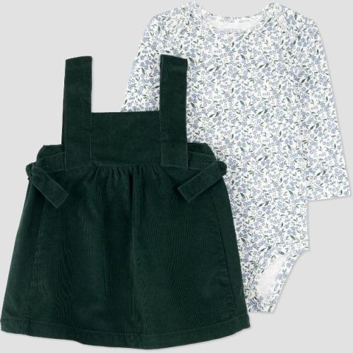 Carter's Just One You® Baby Girls' 2pc Floral Overalls Dress - Green