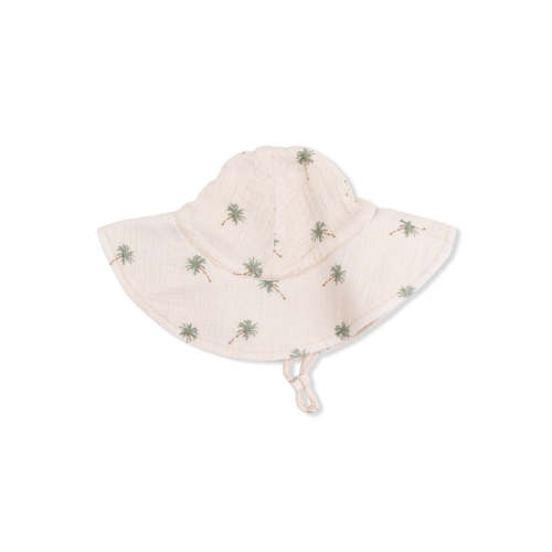 Muslin Wide Brim Sunhat, Palm Trees