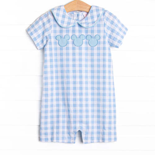 Magical Check In Applique Short Romper, Blue Check – Stitchy Fish