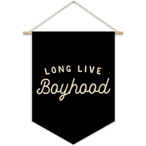 Boy Room Decor,Long Live Boyhood Black Canvas Banner Nursery Playroom Wall Decor for Boys Bedroom Toddler Decorations Teen Boy Room Decor,Playroom Decor Wall Hanging Flag 15x11 Inch