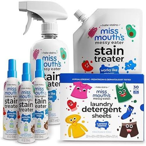 Miss Mouth's Messy Eater Stain Treater Ultimate Laundry Bundle with Stain Treater and Detergent Sheets