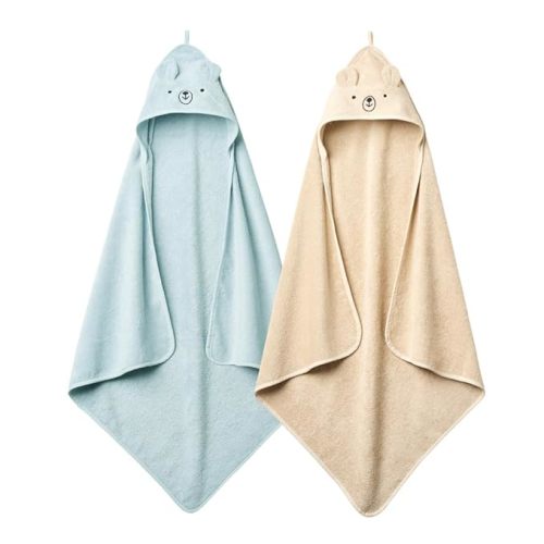 Hooded Baby Towel - 100% Organic Cotton Baby Bath Towels – Baby Towels, Baby Bath Towels for Baby Boy, Baby Girl, 32" x 32" Super-Soft and Absorbent Baby Towels for Newborn (Bear - Fog)