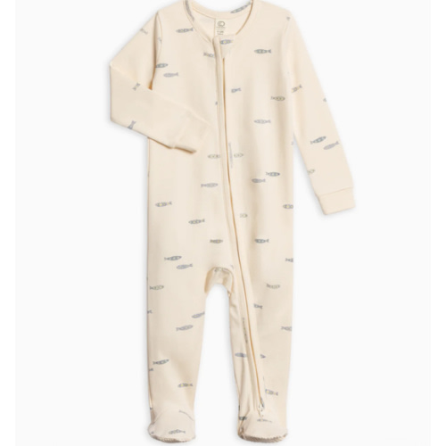 Peyton Zipper Sleeper, Fish / Marino + Rain, 12-18 months