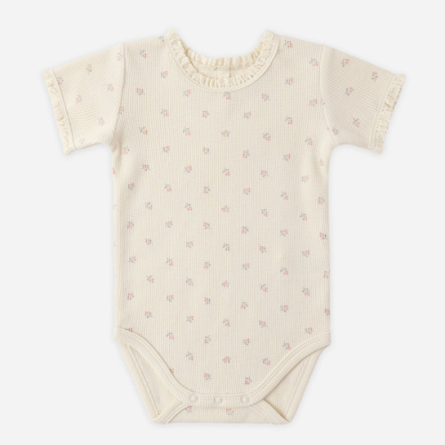 Short Sleeve Waffle Bodysuit Mauve Ditsy