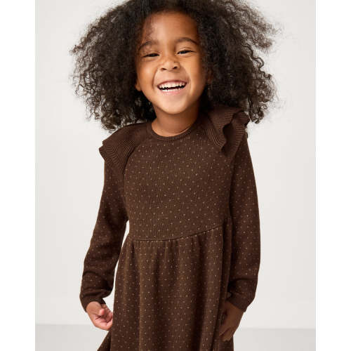 Mocha Ruffle Sweater Dress | Little Sleepies