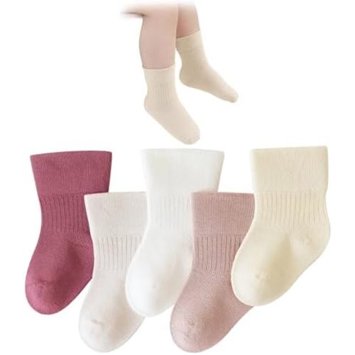 Baby Girls/Boys Socks Soft Cotton Infant Sock Set Newborn Dress Socks 5 Pairs Comfortable Sock for Toddler