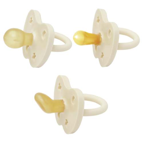Trial Trio-Pack Natural Rubber Pacifiers - Three Teat Mix for Newborn 0+ Months - 0-3 months