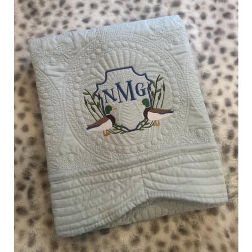 Personalized Baby Boy Heirloom Quilt with Ducks