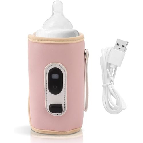 Bottle Warmer, Fast Baby Milk Warmer Portable Milk Bottle Warmer Multifunctional Baby Bottle Warmers USB for Home Travel Car (Pink)