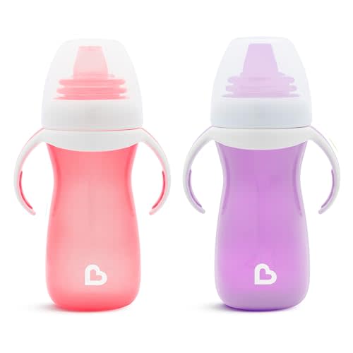 Munchkin Gentle Transition Sippy Cup with Trainer Handles, 10 Ounce, Purple and Pink