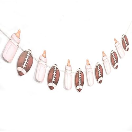 Football Baby Shower Banner - Football Party Birthday Banner,Sport Baby Shower Decorations,First Year Down Garland,Bottle Gender Reveal Garland (football-1)