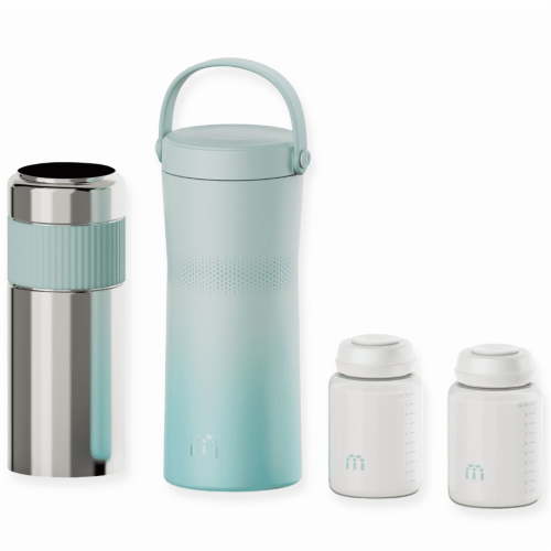 MAMAPRO Portable Breast Milk Cooler 22oz 24 Hours Stainless Steel Breastmilk Freezer Leakproof Chiller with 2 Storage Bottles for Baby