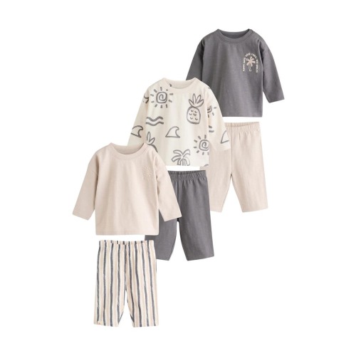 6-Pack Assorted Long Sleeve T-Shirts & Pants Set