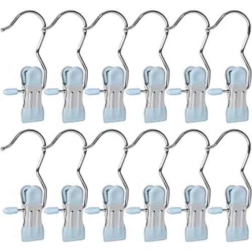 15/30Pcs Upgrade Double Head Clamp Dipped Clothespin for Laundry Hooks with Clips, Boot Holder, Hanging Clips, Portable Multifunctional Hangers Single Clip Space Saving for Jeans, Hats (30, Blue)