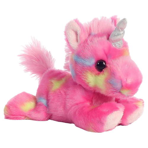 Aurora - Small Pink Bright Fancies - 7" Jellyroll Unicorn - Vibrant Stuffed Animal