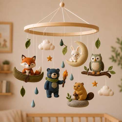 Woodland Baby Mobile, Forest Animal Crib Mobile, Fox Bear Owl Nursery Mobile, Neutral Baby Mobile