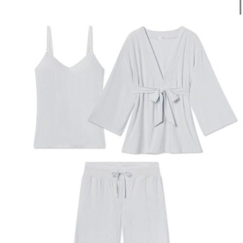LAKE | Women | DreamModal™ Pajamas | English Rose Pencil Stripe Maternity Kimono Bundle