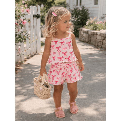 Pink Bows / Organic Pointelle Summer Set