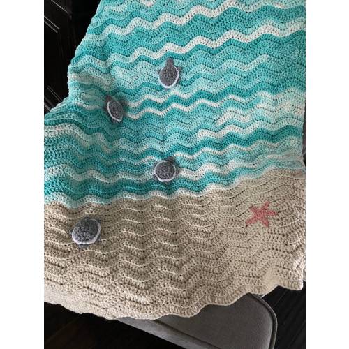 Crochet Baby Sea Turtle Blanket | Ocean Themed Nursery | Ocean Themed Baby Gift | Crochet Ocean Blanket | Nautical Baby Blanket Crochet