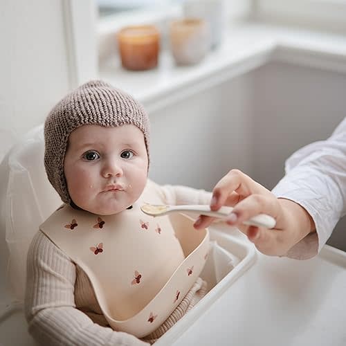 mushie Silicone Baby Feeding Spoons | 2 Pack (Blush/Shifting Sand)