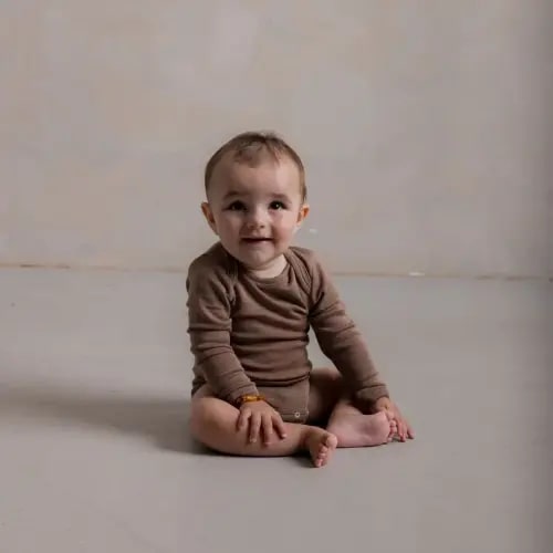 Baby Merino Wool Silk Body in Warm Driftwood - size 0-3M
