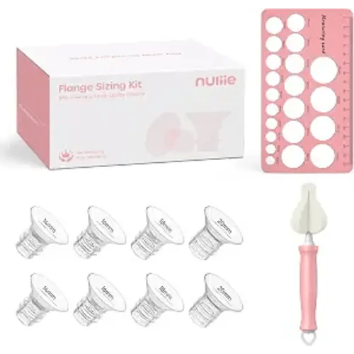 Nuliie 8PCS Silicone Flanges Insert Replacement Kit, Flange Sizing Kit 14/16/18/20mm for 24mm Flange/Shield Breast Pumps, Pumping Essential Kit for Moms