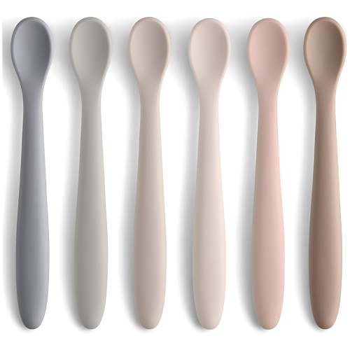 BPPEG 6Pcs 6.3inch Silicone Feeding Spoons for First Stage Baby and Infant,Soft-Tip Easy on Gums I Training Spoon | Baby Utensils Feeding Supplies,Dishwasher & Boil-proof
