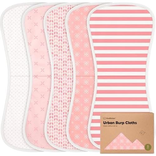 Organic Burp Cloths Baby Boy & Girl, 5-pack Cotton Burp Rags (Blush)