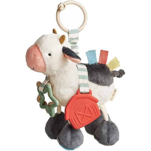 Itzy Ritzy Link & Love Car Seat & Stroller Toy for Newborns & Up (Cow)